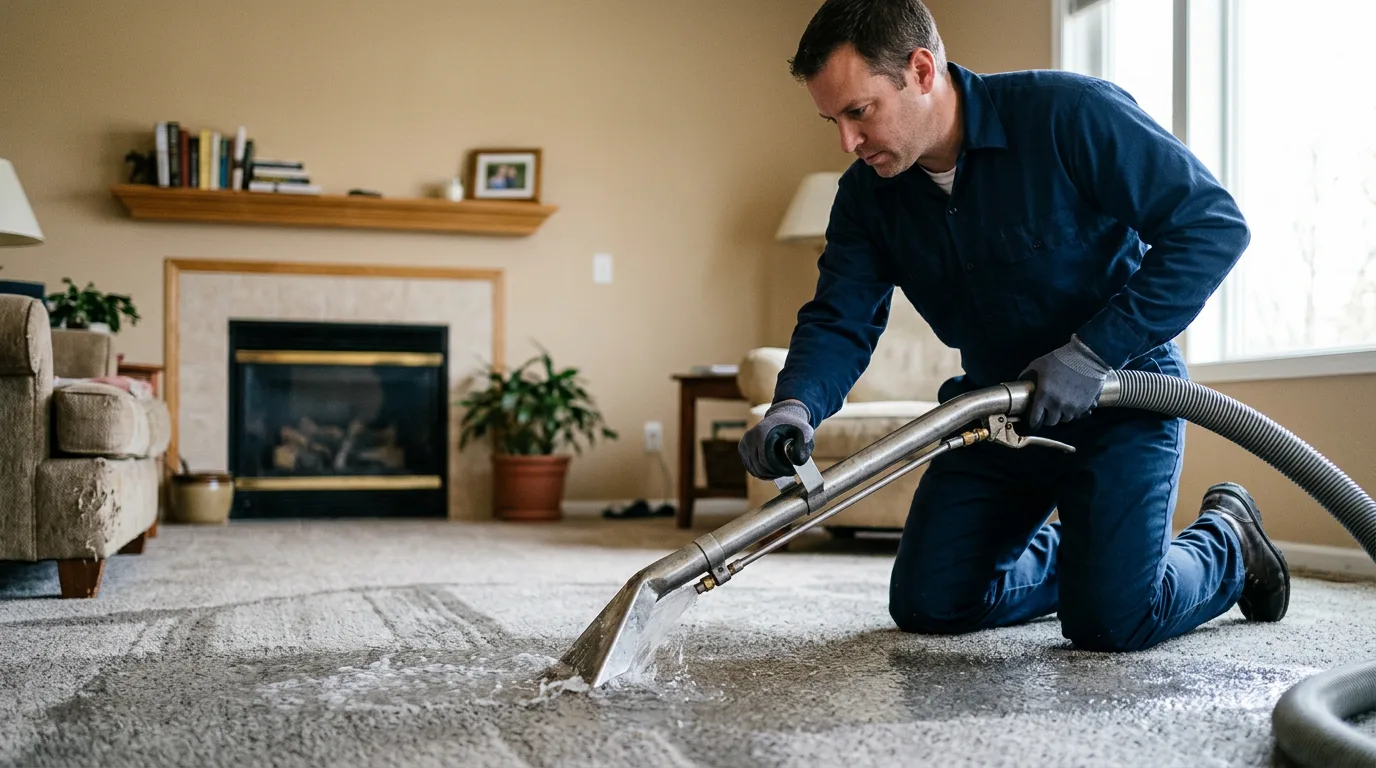 Water damage restoration technician working near Point Comfort, TX